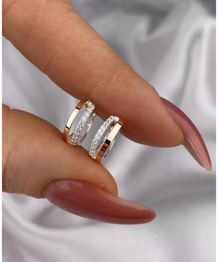 Sterling silver earrings gold plated with zircons