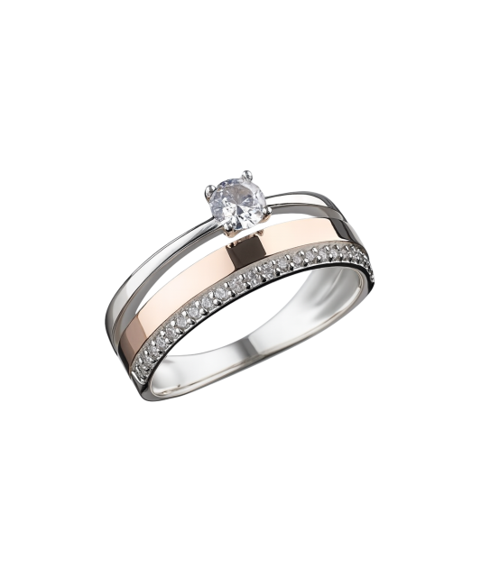 Sterling silver ring gold plated with zircons