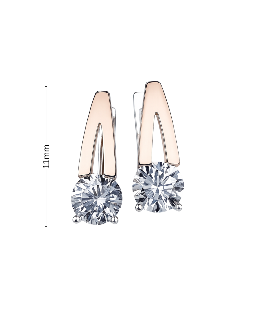 Sterling silver earrings gold plated with zircons