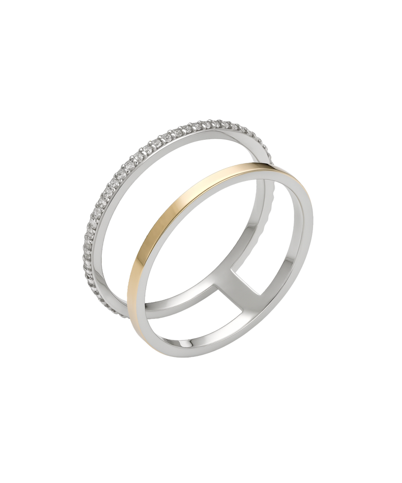 Sterling silver ring gold plated with zircons