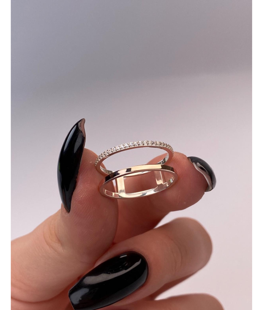 Sterling silver ring gold plated with zircons