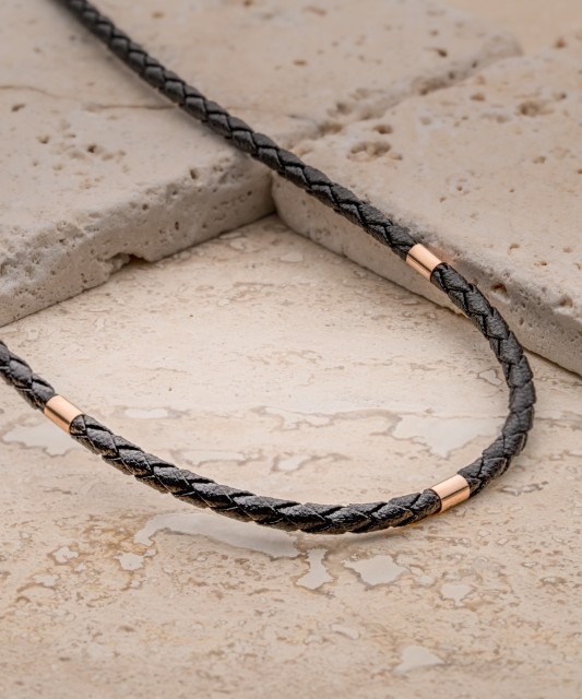 Leather bracelet with gold