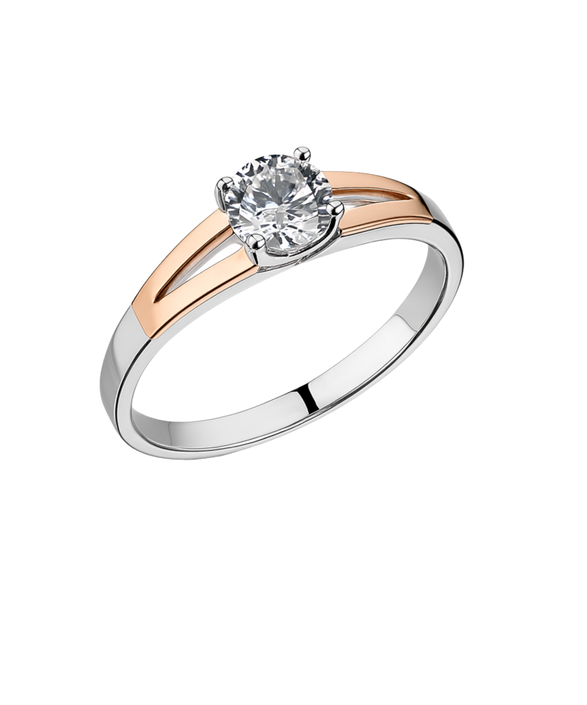 Sterling silver ring gold plated with zircons