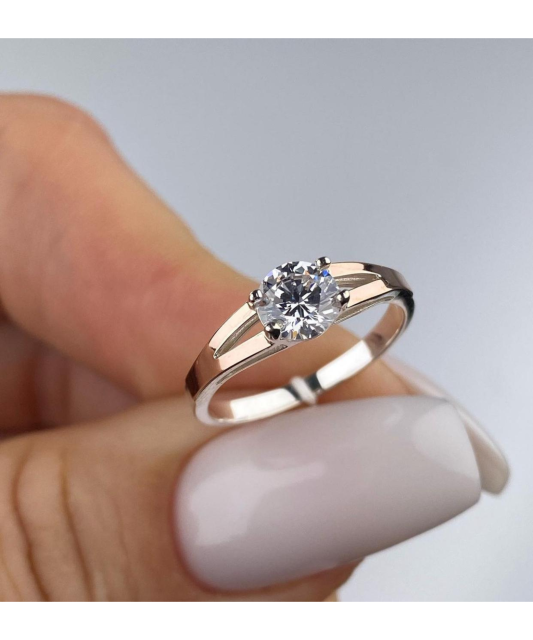 Sterling silver ring gold plated with zircons