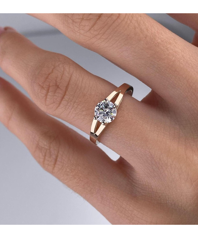 Sterling silver ring gold plated with zircons