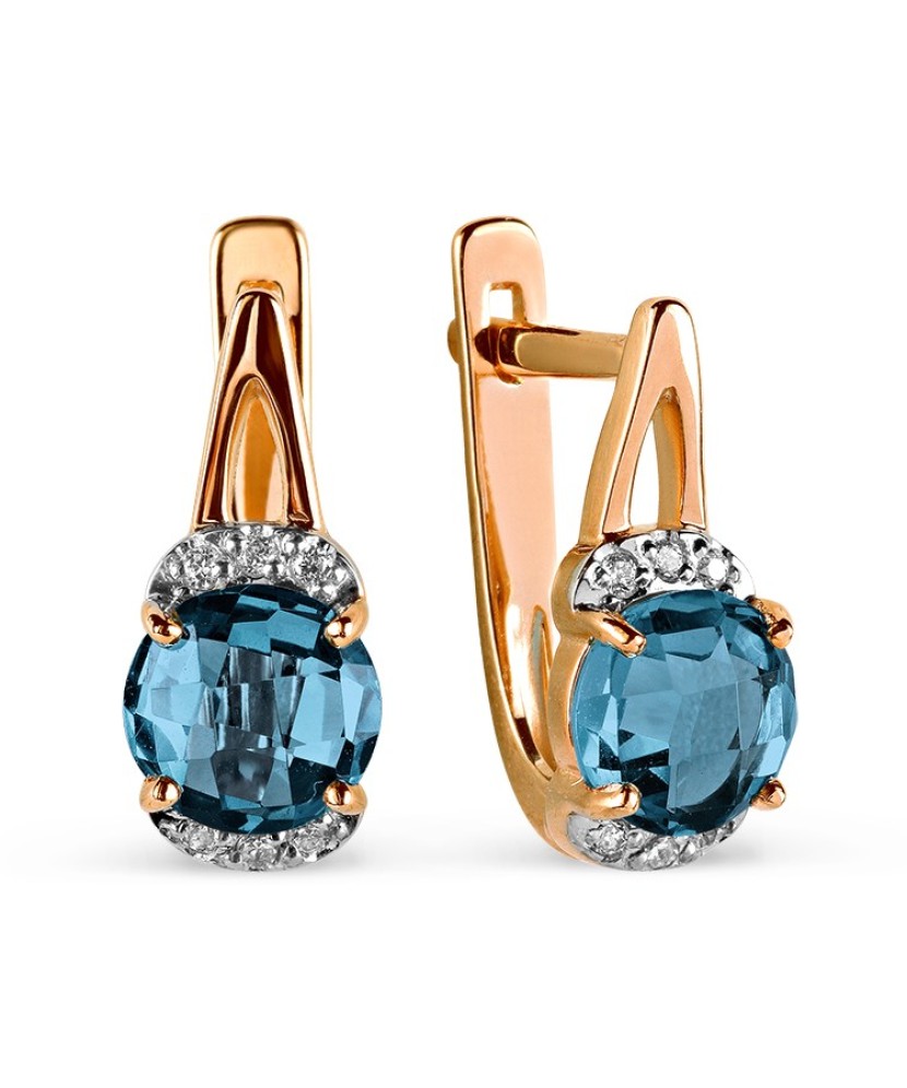 Gold earrings with London topazes and zircons