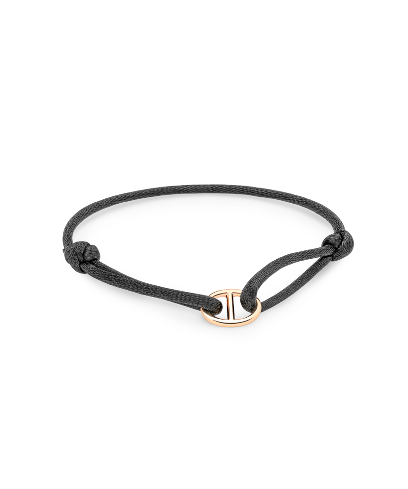 Black string bracelet with gold