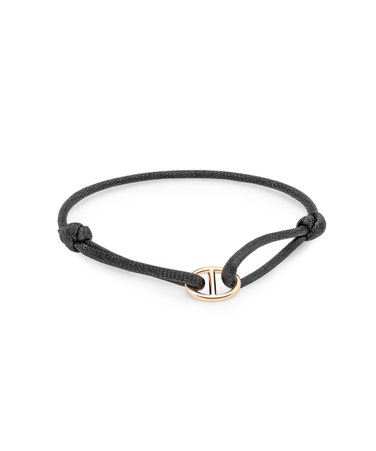 Black string bracelet with gold