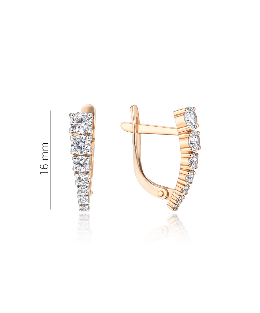 Gold earrings with crystals