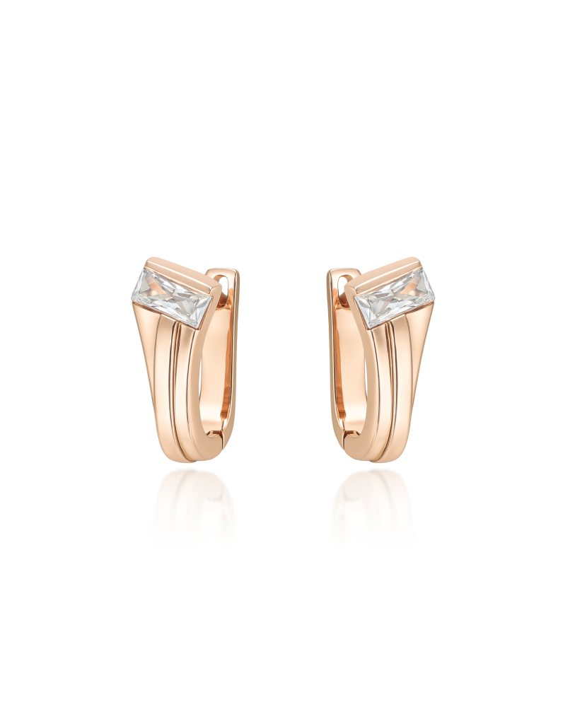 Gold earrings with zircons