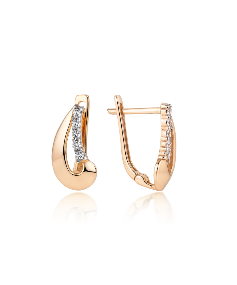 Gold earrings with zircons