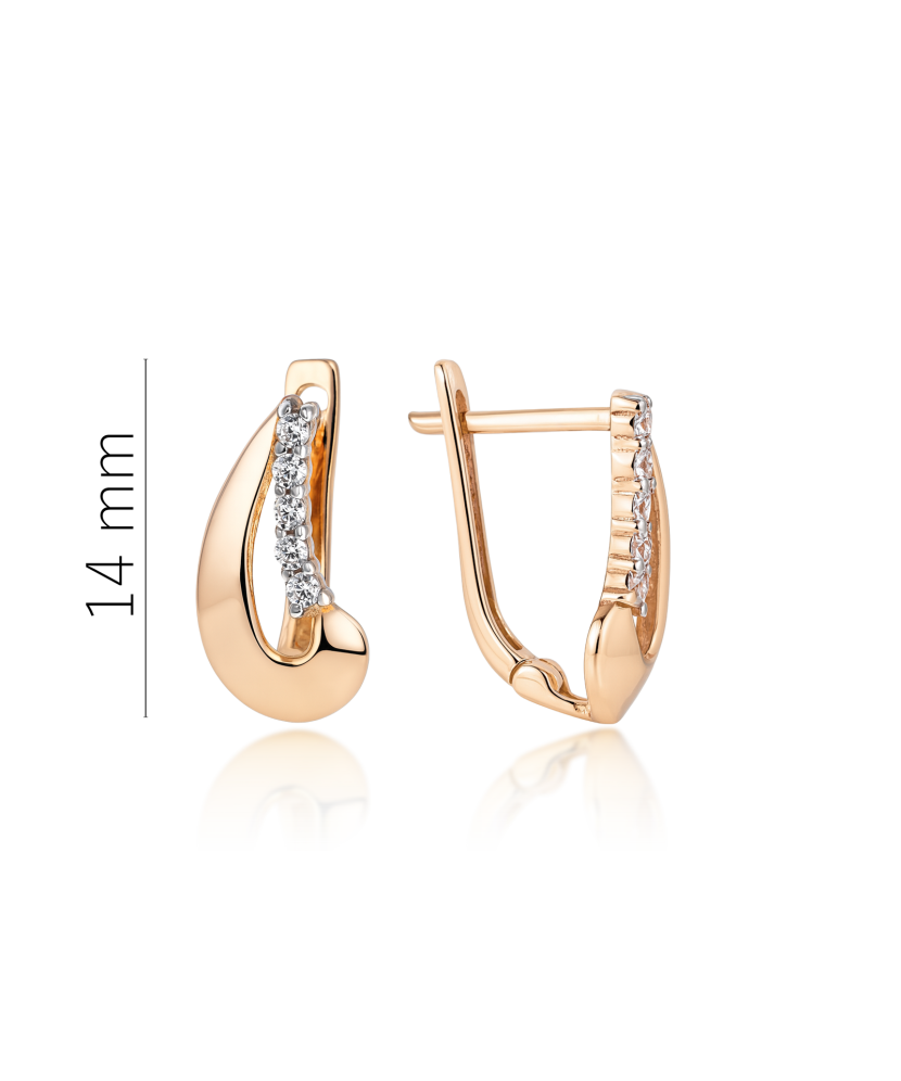 Gold earrings with zircons
