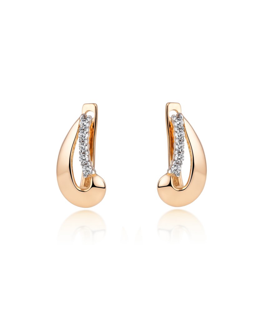 Gold earrings with zircons