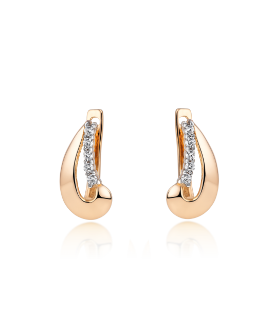 Gold earrings with zircons