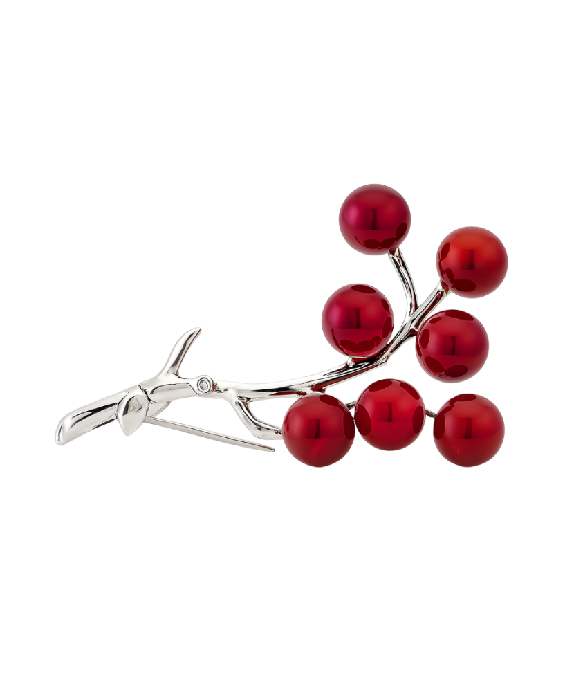 Sterling silver  brooch with corals