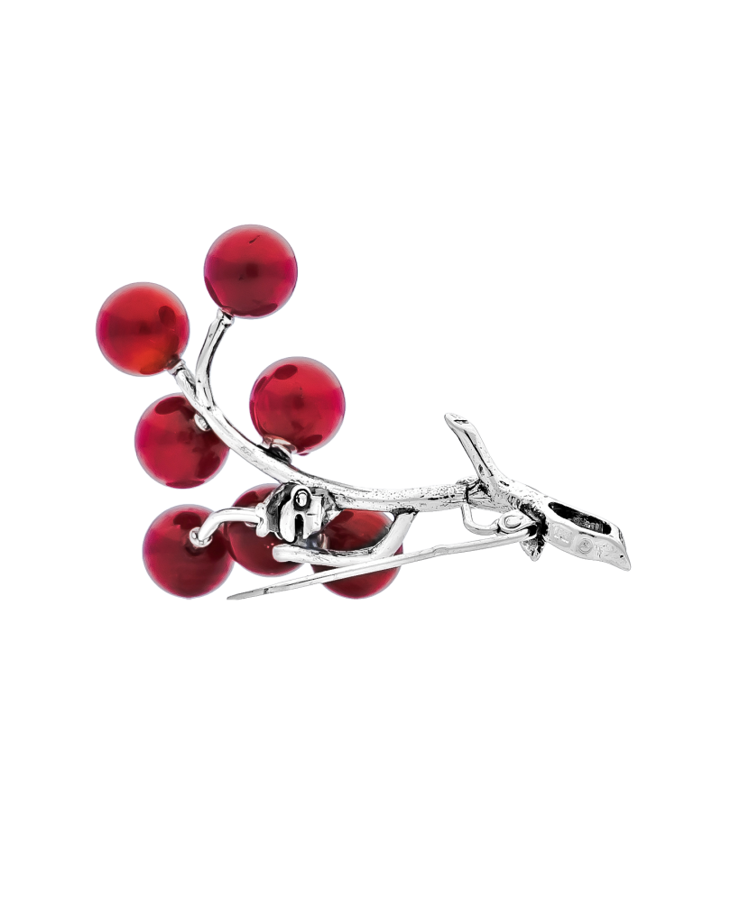 Sterling silver  brooch with corals