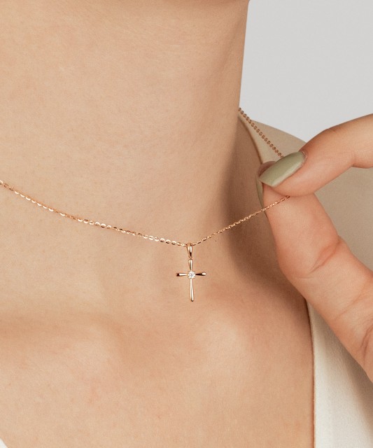 Gold pendant with diamonds "Cross"