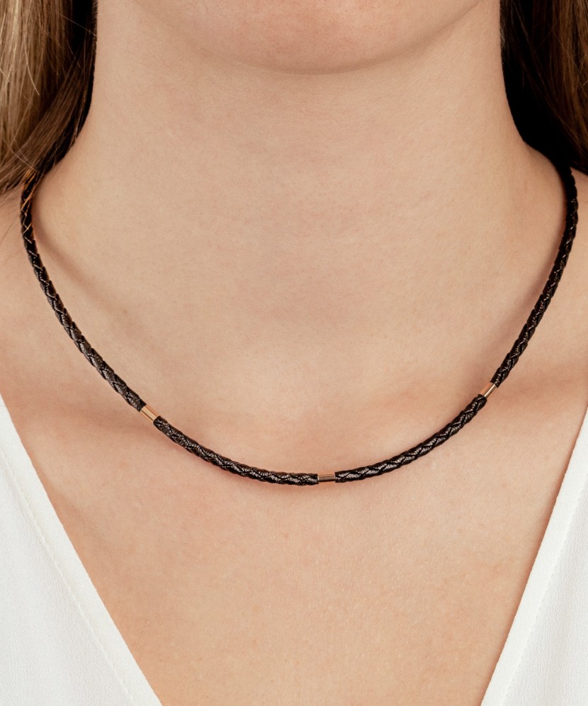 Leather bracelet with gold