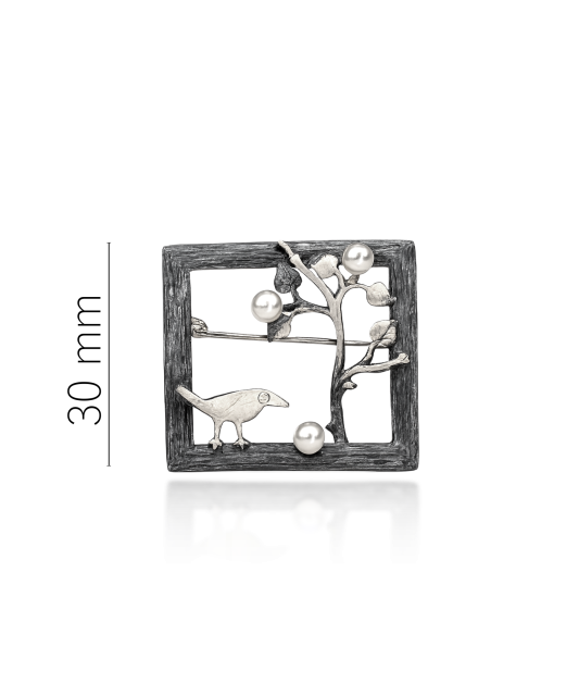 Hopeinen rintaneula helmellä