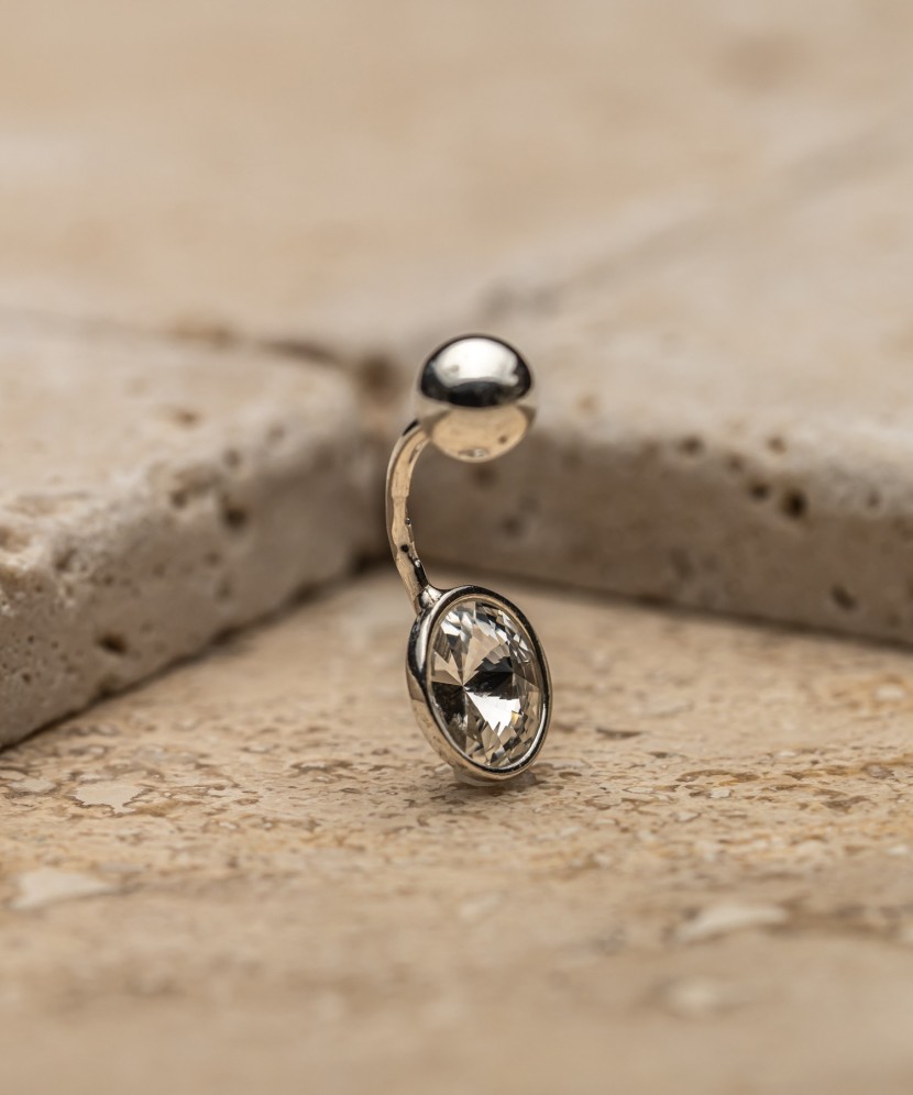 Sterling silver Belly Button Ring with crystal