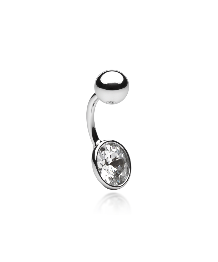 Sterling silver Belly Button Ring with crystal