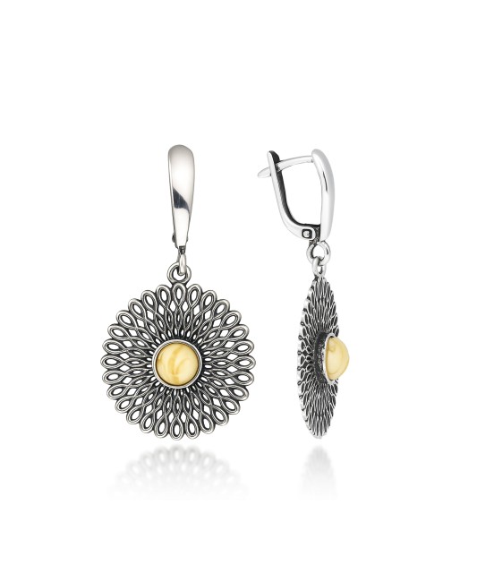 Sterling silver earrings with amber