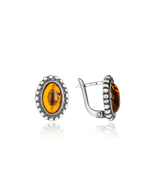 Sterling silver earrings with amber