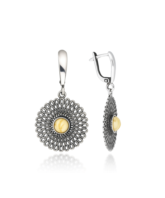 Sterling silver earrings with amber