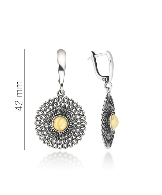 Sterling silver earrings with amber
