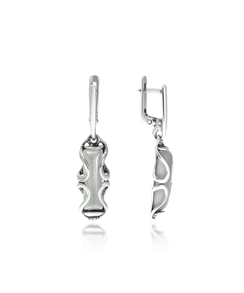 Sterling silver earrings with cats eye stone