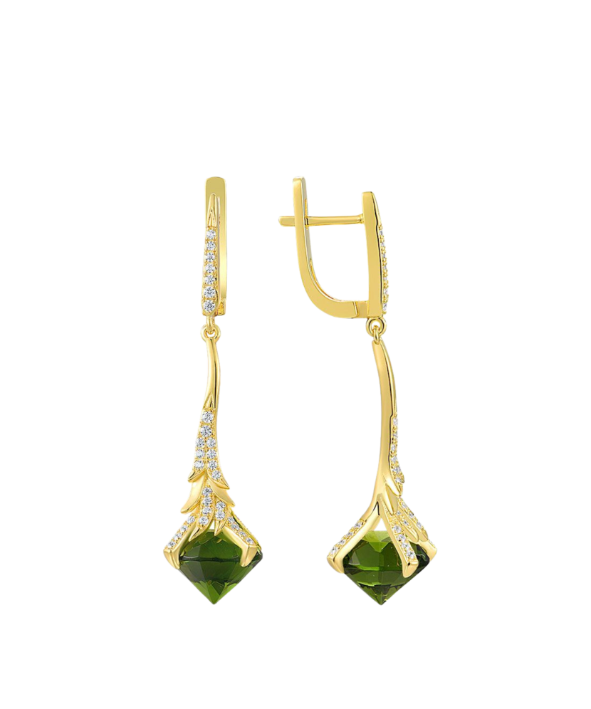 Gilded sterling silver earrings with zircons
