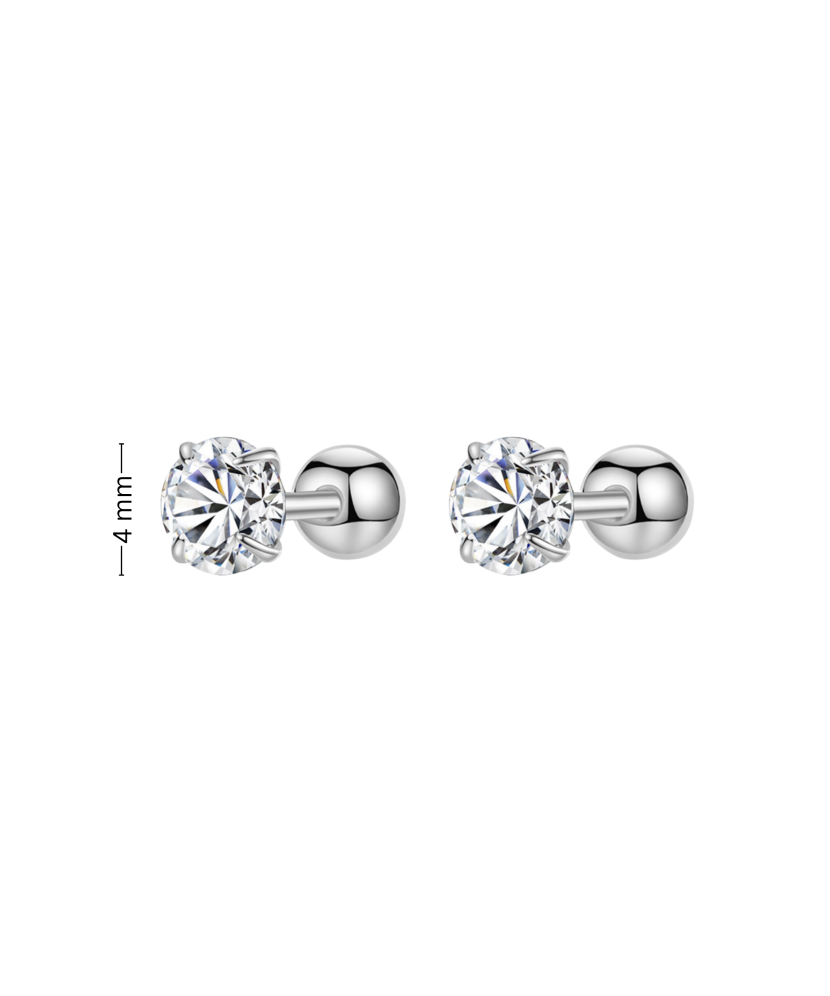 Sterling silver earrings with zircons 4mm