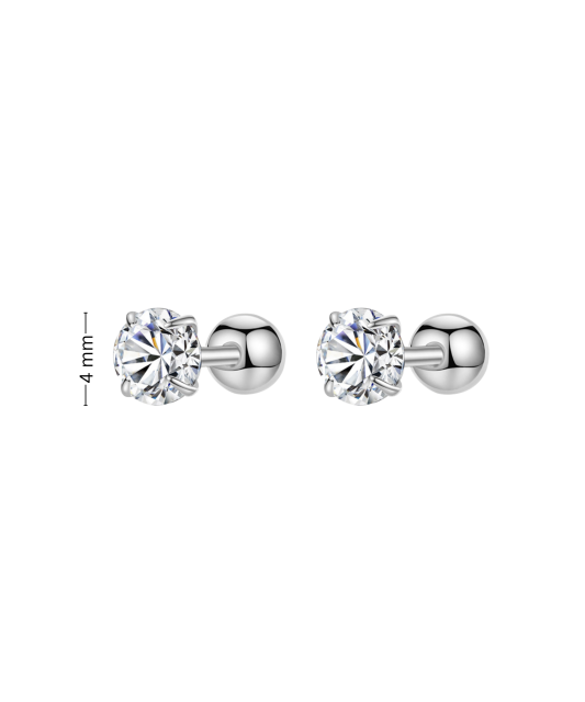 Sterling silver earrings with zircons 4mm