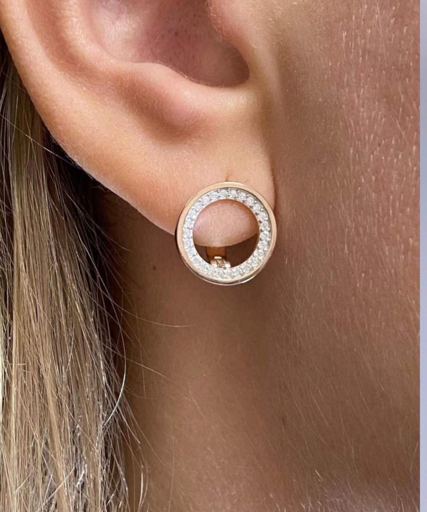 Sterling silver earrings gold plated with zircons