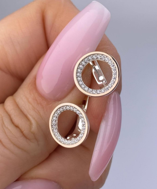 Sterling silver earrings gold plated with zircons