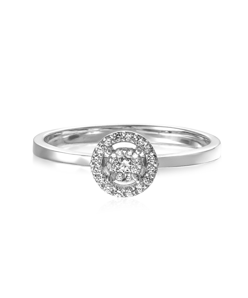 Valkokultainen sormus timanteilla