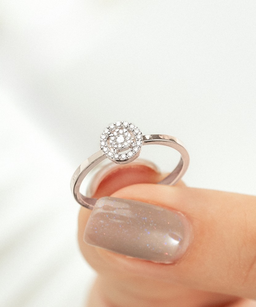 White gold ring with diamonds