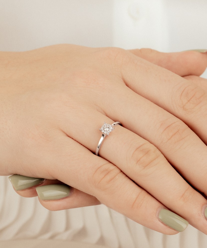 White gold ring with diamonds