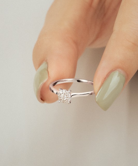 White gold ring with diamonds