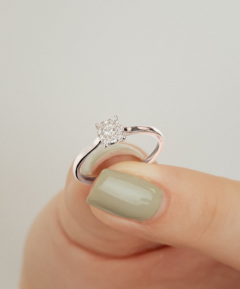White gold ring with diamonds