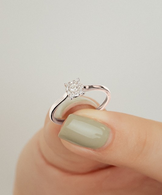 White gold ring with diamonds