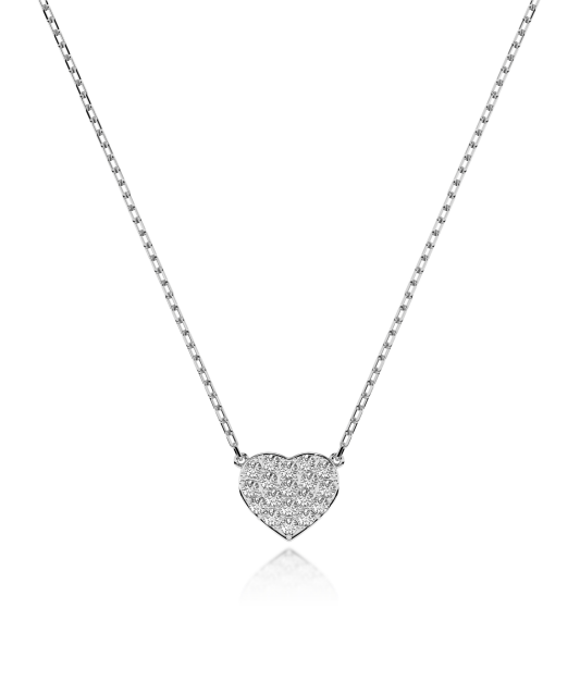 White gold chain with diamond pendant "heart"