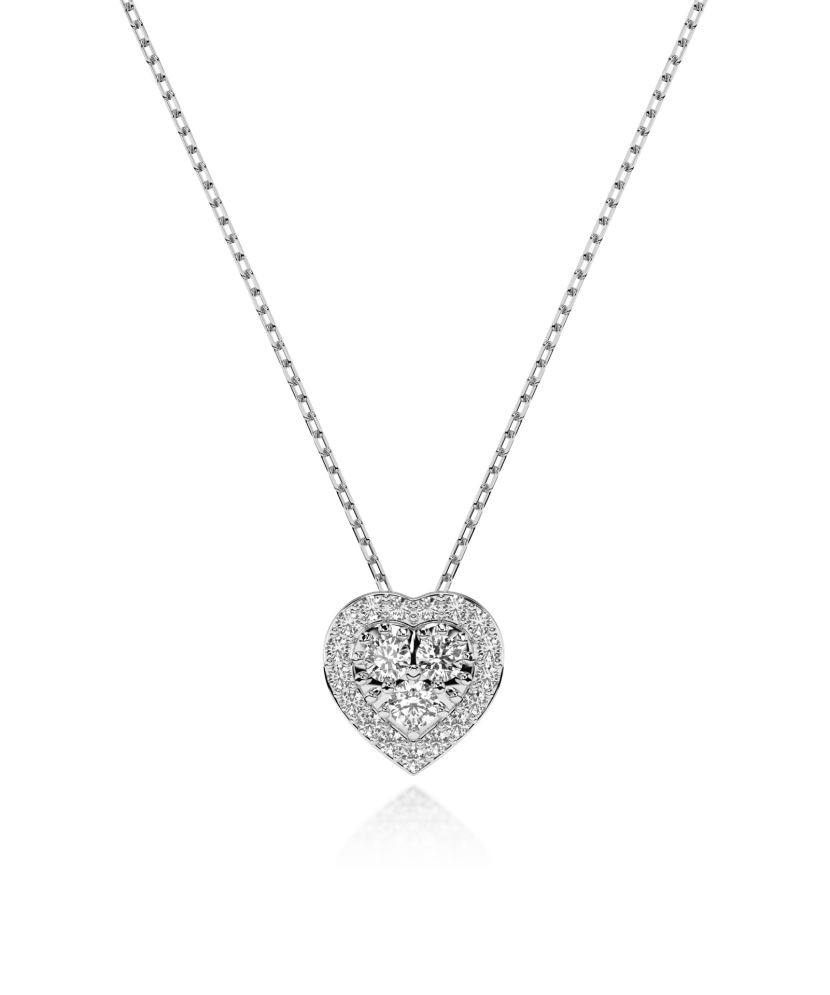 White gold chain with diamond pendant "heart"