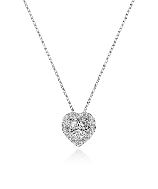 White gold chain with diamond pendant "heart"