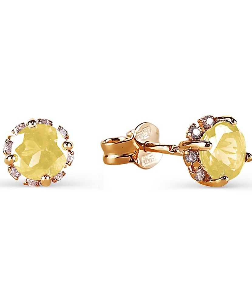 Gold earrings with citrines and zircons