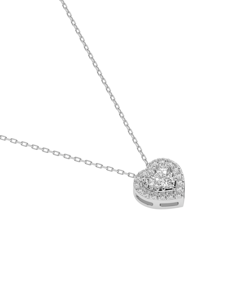 White gold chain with diamond pendant "heart"