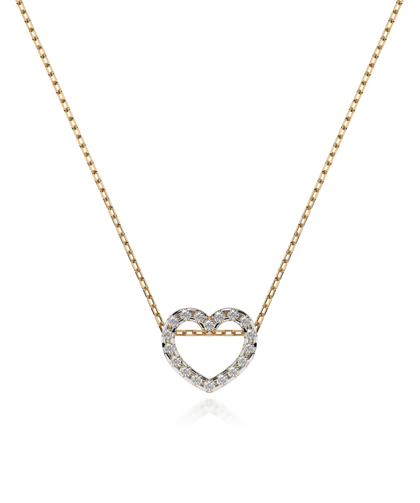 Yellow Gold chain with diamond pendant  "heart"