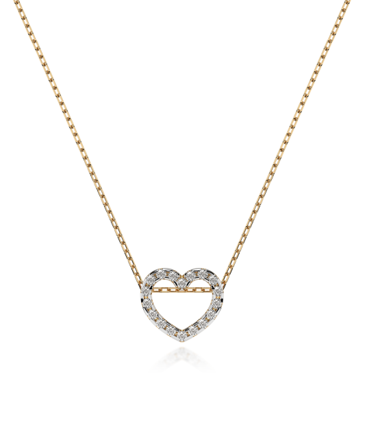 Yellow Gold chain with diamond pendant  "heart"