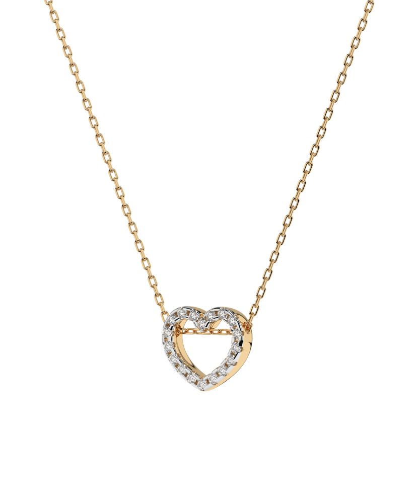 Yellow Gold chain with diamond pendant  "heart"