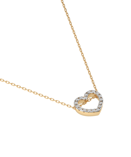 Yellow Gold chain with diamond pendant  "heart"